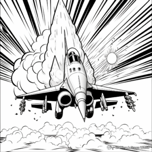 F18 Bomb Release Action Coloring Pages 2