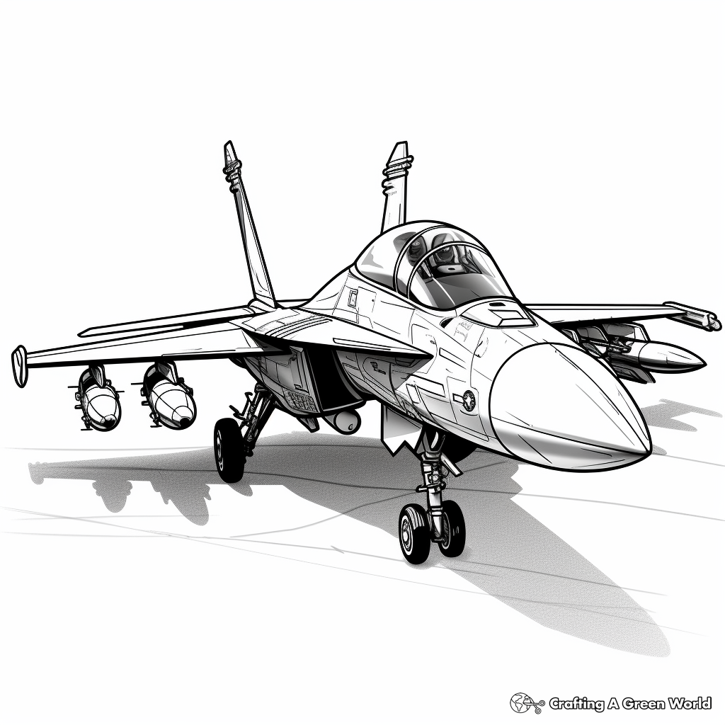 F18 Hornet Fighter Jet Coloring Pages 4