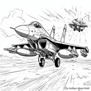 F18 in Action: Dogfight Scene Coloring Pages 3
