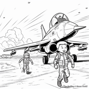 F18 in Action: Dogfight Scene Coloring Pages 4