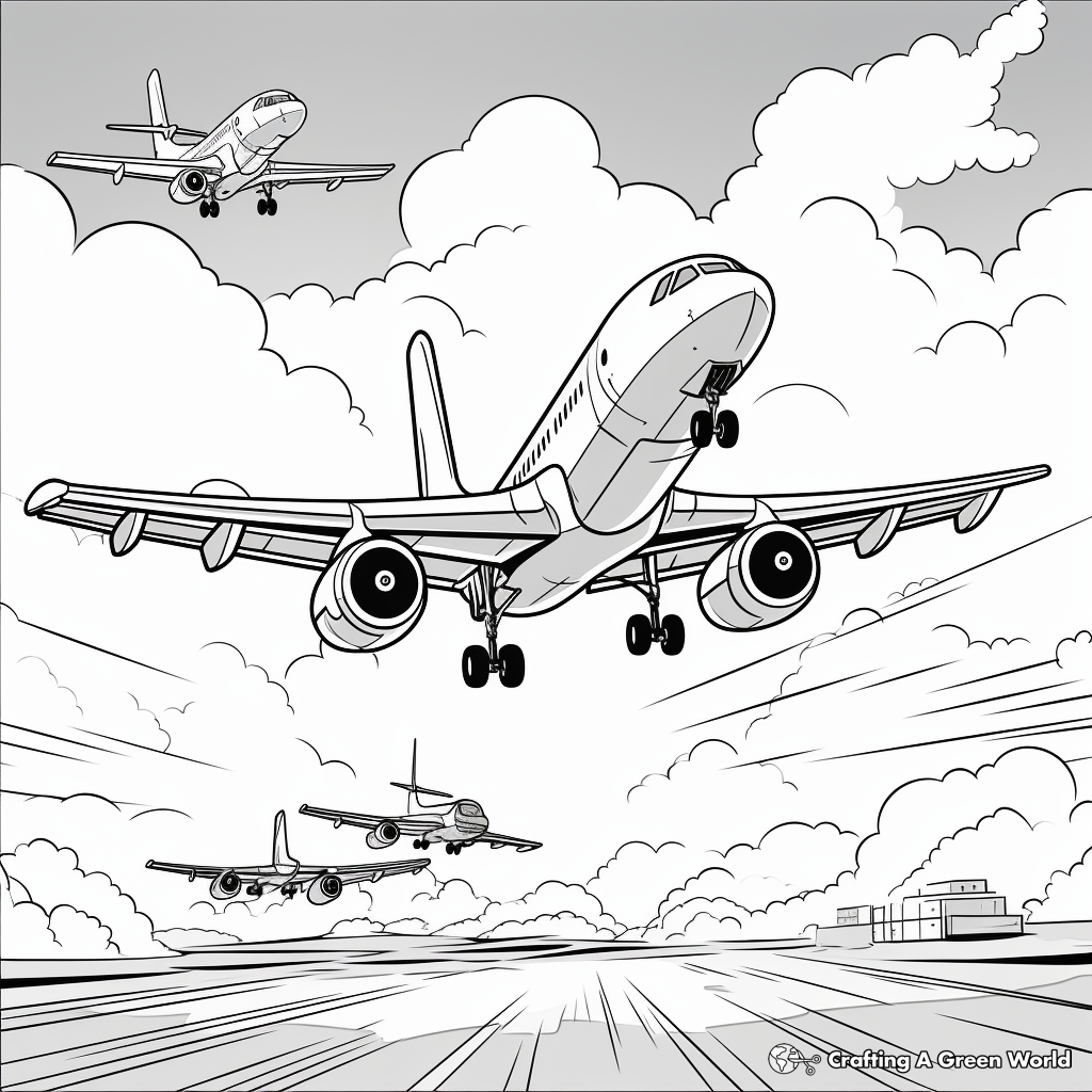 F18 in Flight: Sky-Scene Coloring Pages 1