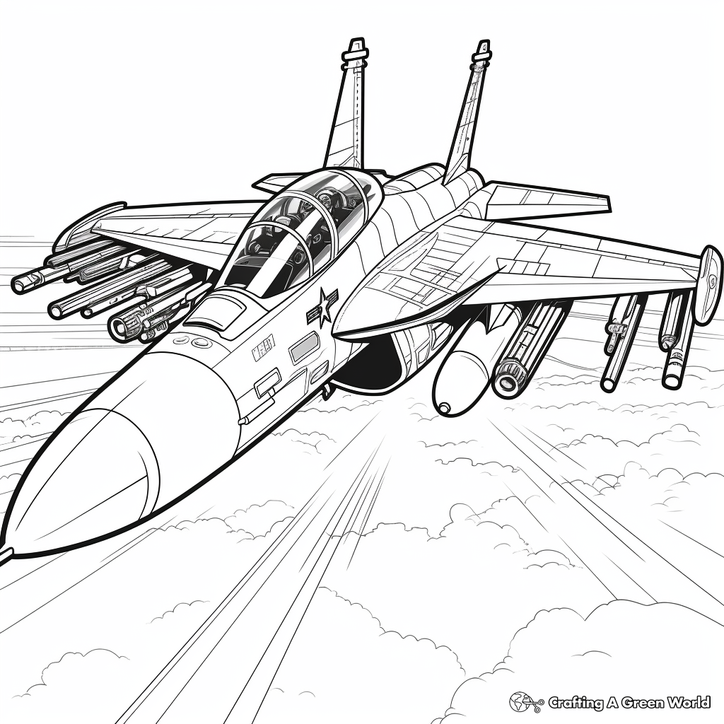 F18 Top Gun Movie-Themed Coloring Pages 2