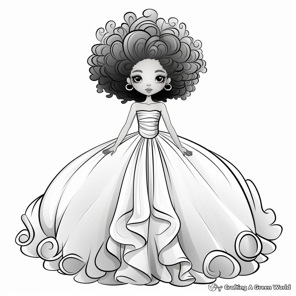 Fabulous Designer Ball Gown Dress Coloring Pages 1