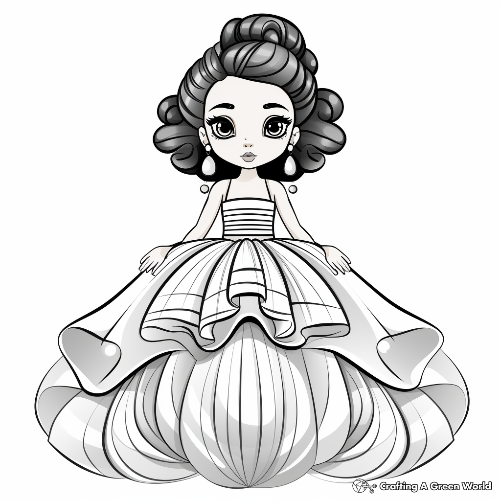 Fabulous Designer Ball Gown Dress Coloring Pages 2
