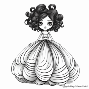 Fabulous Designer Ball Gown Dress Coloring Pages 3