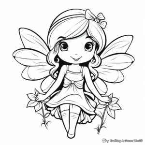 Fairy Sitting on Daisy Coloring Pages 1