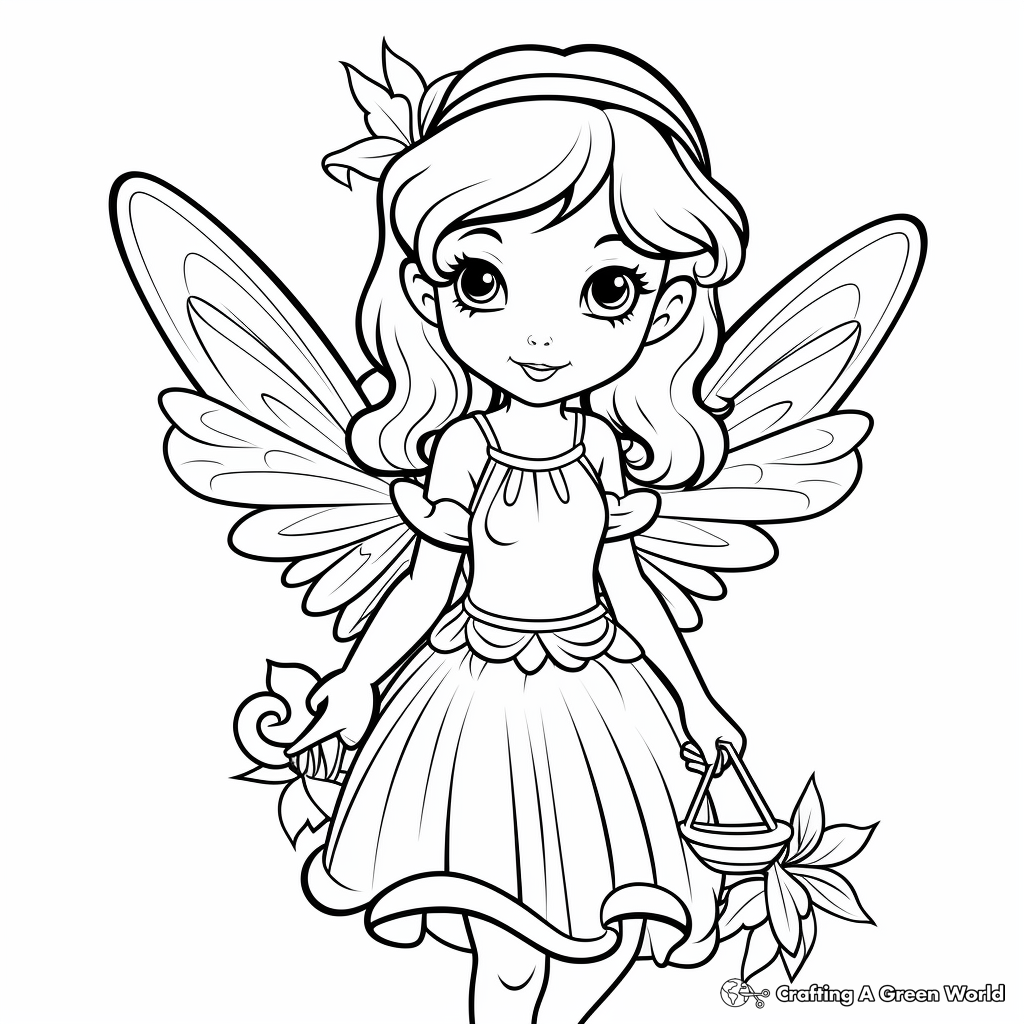 Fairy Sitting on Daisy Coloring Pages 2