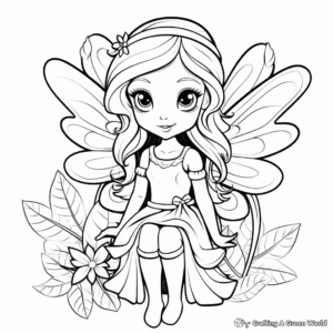 Fairy Sitting on Daisy Coloring Pages 3