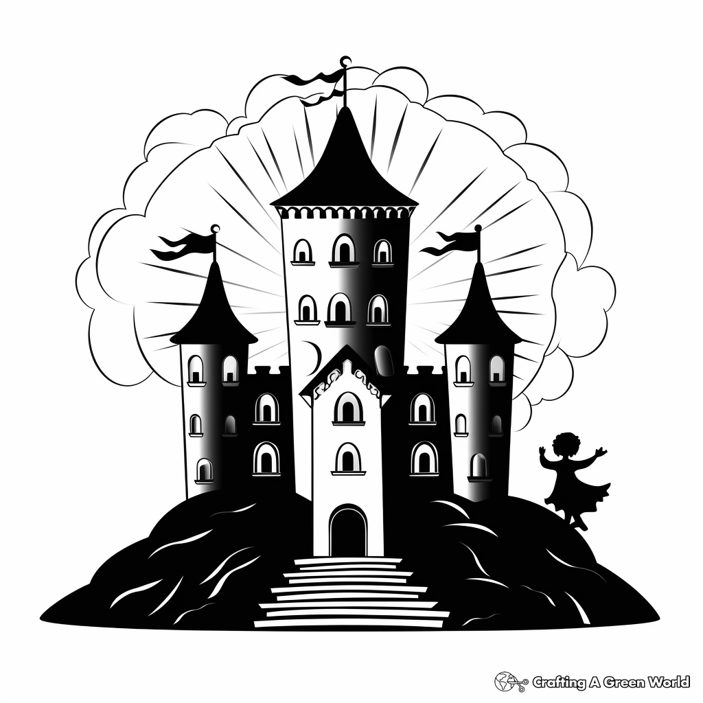 Fairy Tale Castle Shadow Coloring Pages 1