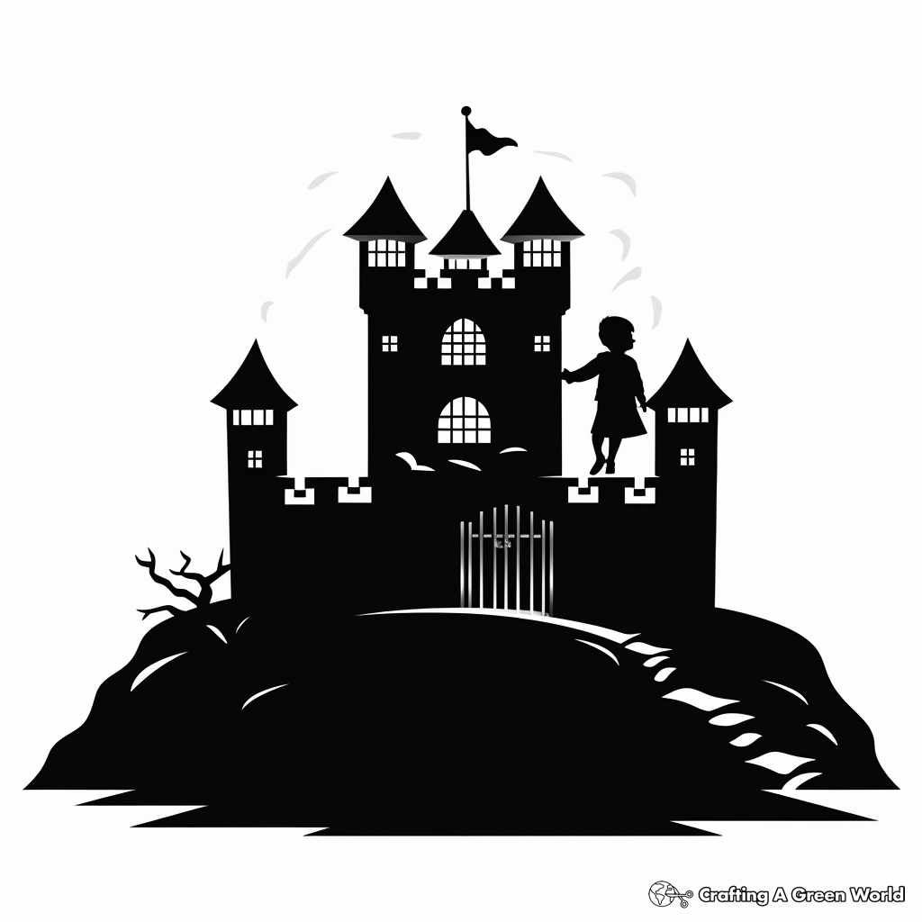 Fairy Tale Castle Shadow Coloring Pages 2