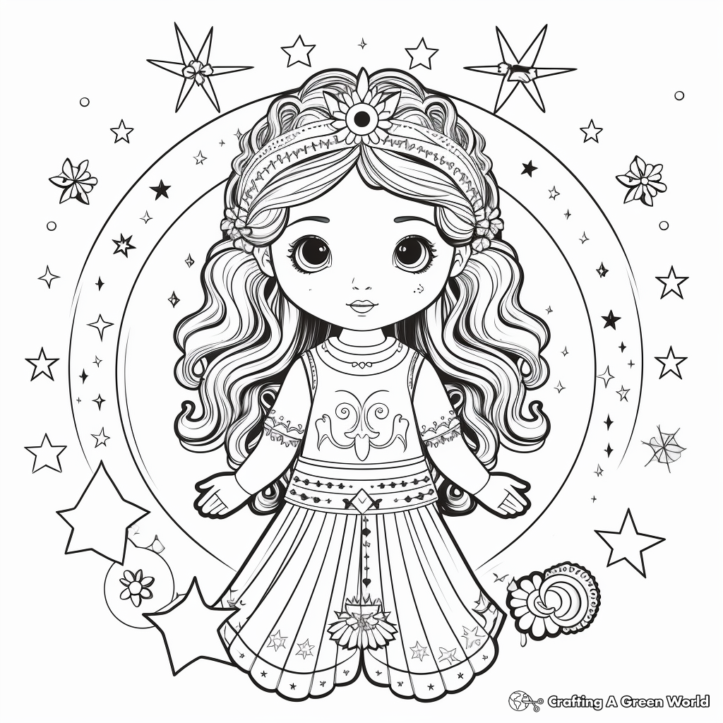 Fairy-Tale Inspired Boho Rainbow Coloring Sheets 2