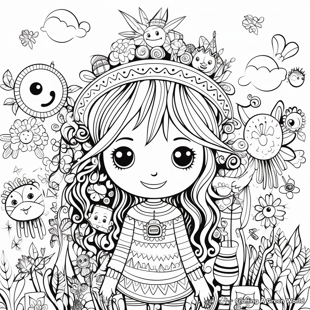 Fairy-Tale Inspired Boho Rainbow Coloring Sheets 4