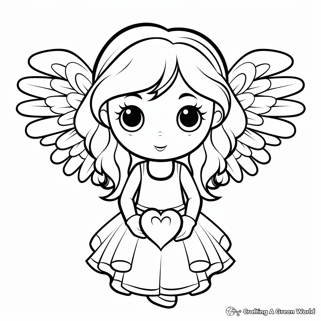 Fairy-Tale Inspired Heart with Wings Coloring Sheets 1