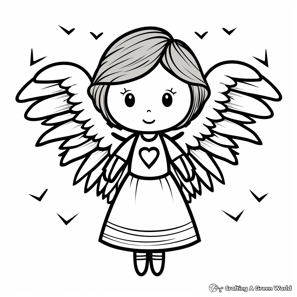 Fairy-Tale Inspired Heart with Wings Coloring Sheets 2