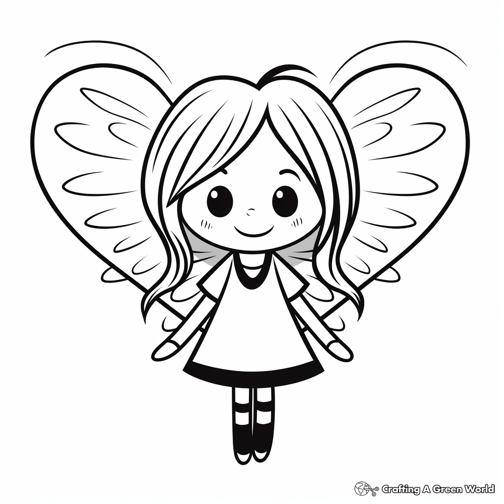 Fairy-Tale Inspired Heart with Wings Coloring Sheets 3