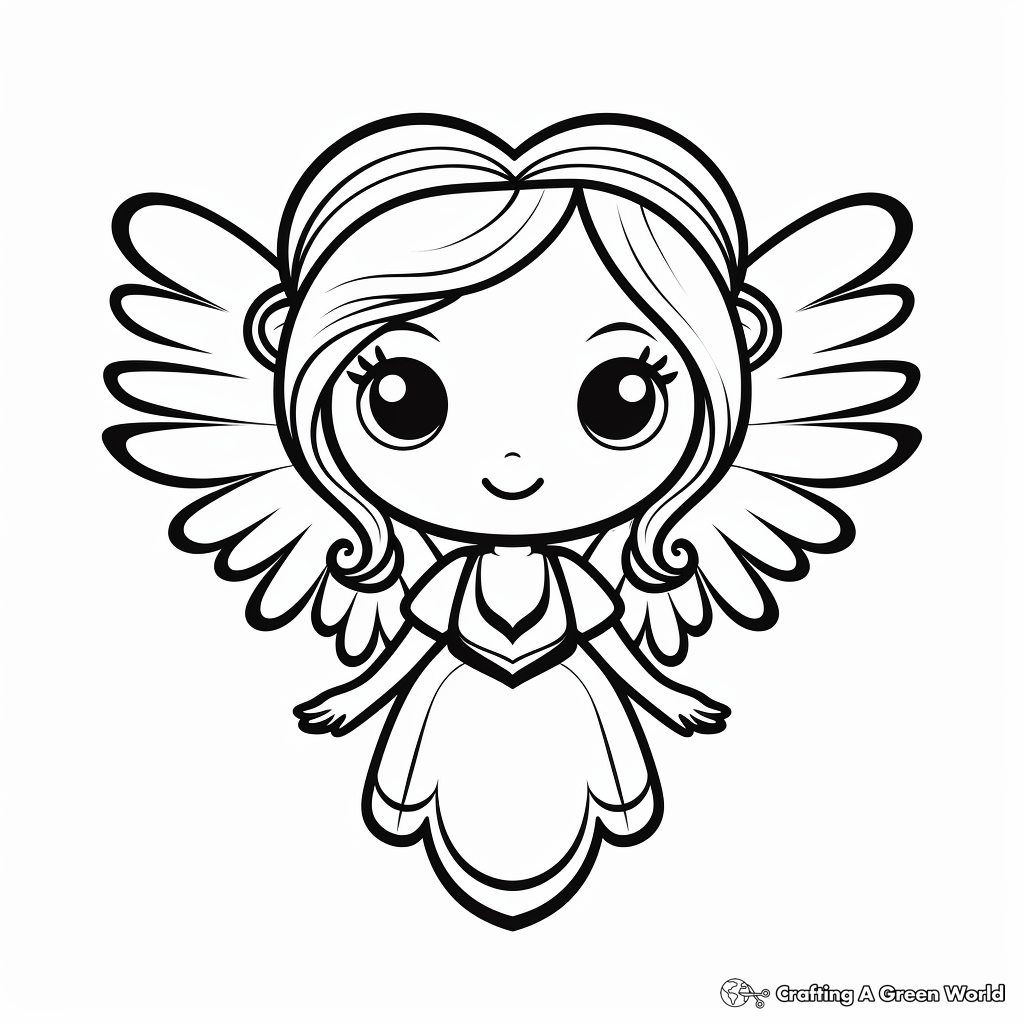 Fairy-Tale Inspired Heart with Wings Coloring Sheets 4