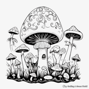 Fairy-Tale Inspired Mushroom Coloring Pages 2