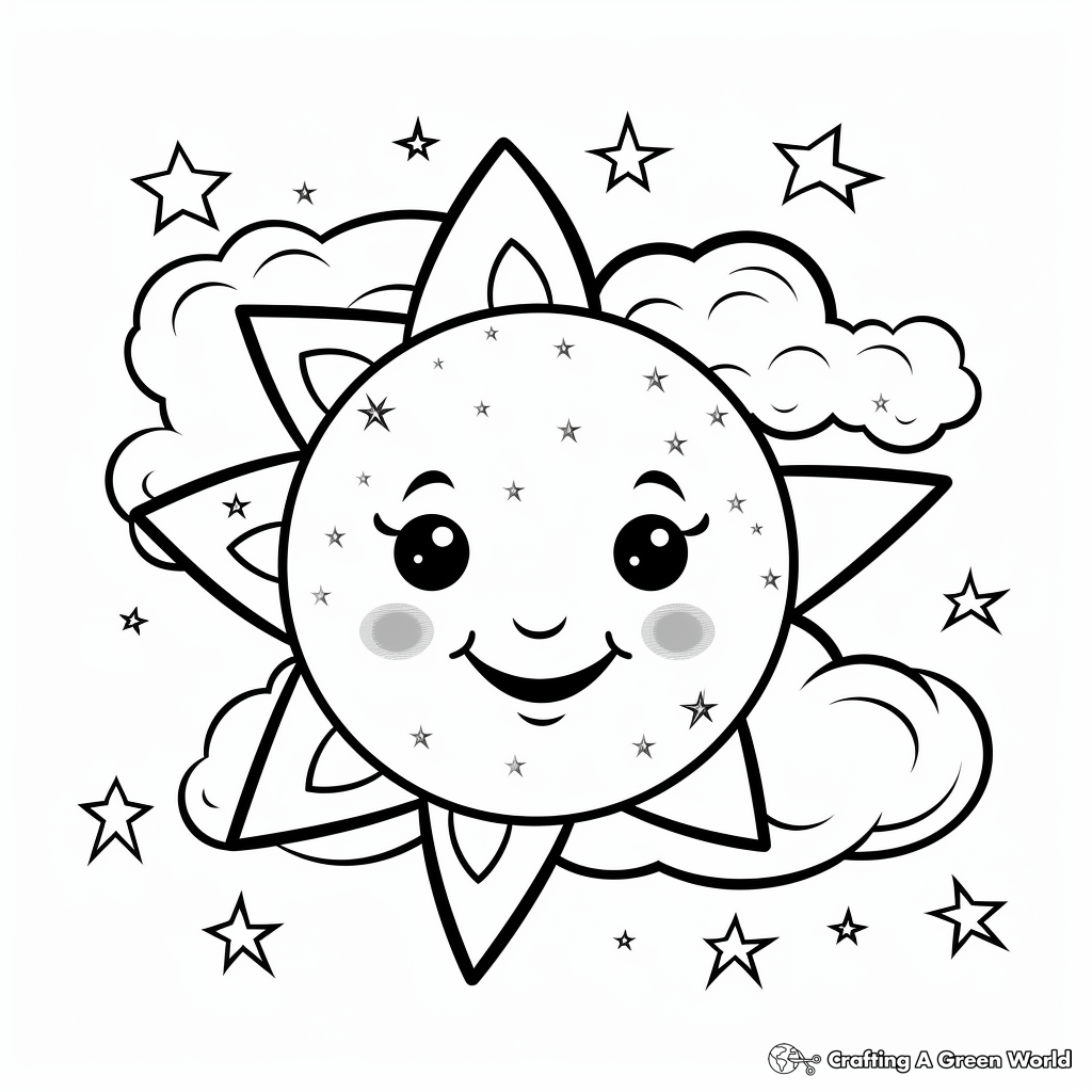 Fairy Tale Moon and Stars Coloring Pages 1