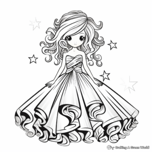 Fairytale Ball Gown Dress Coloring Pages 1