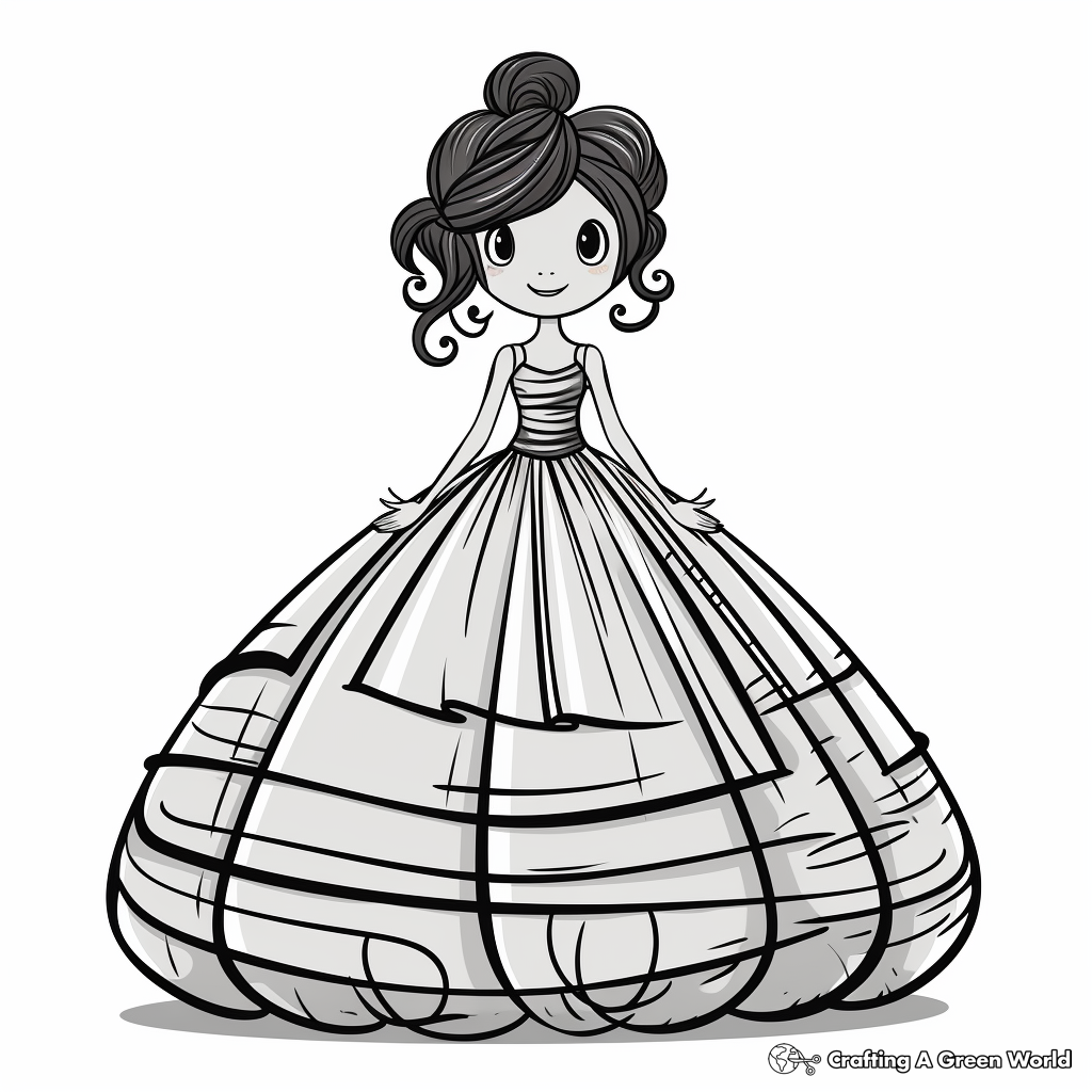 Fairytale Ball Gown Dress Coloring Pages 2