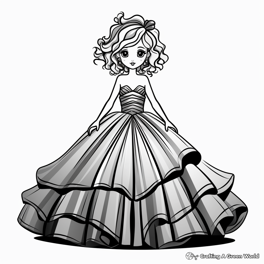 Fairytale Ball Gown Dress Coloring Pages 3