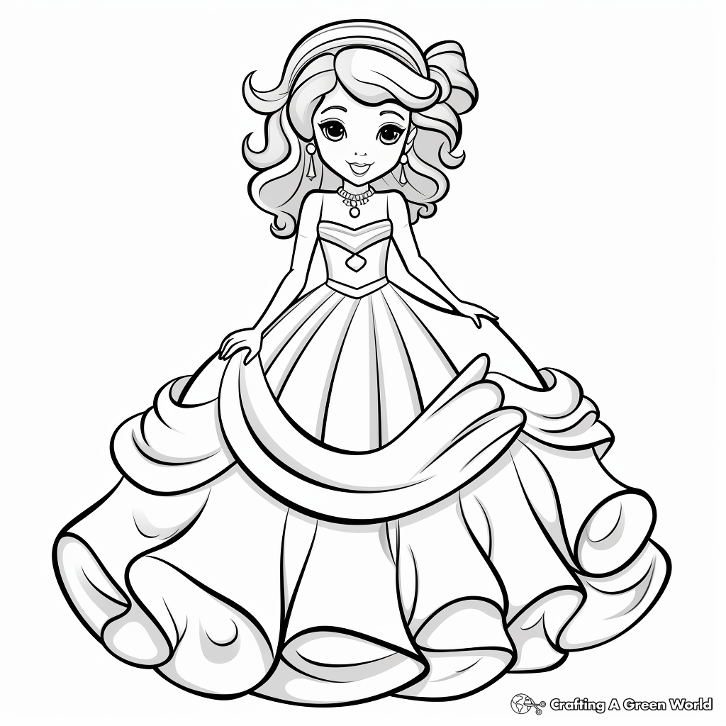 Fairytale Ball Gown Dress Coloring Pages 4