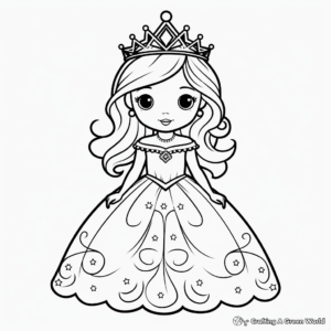 Fairytale-inspired Princess Dress Coloring Pages for Kids 4