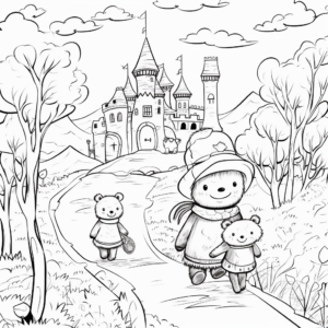 Fairytale-inspired Teddy Bear Hunt Coloring Pages 1