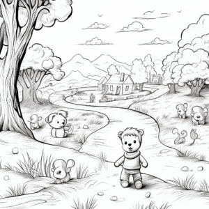 Fairytale-inspired Teddy Bear Hunt Coloring Pages 4