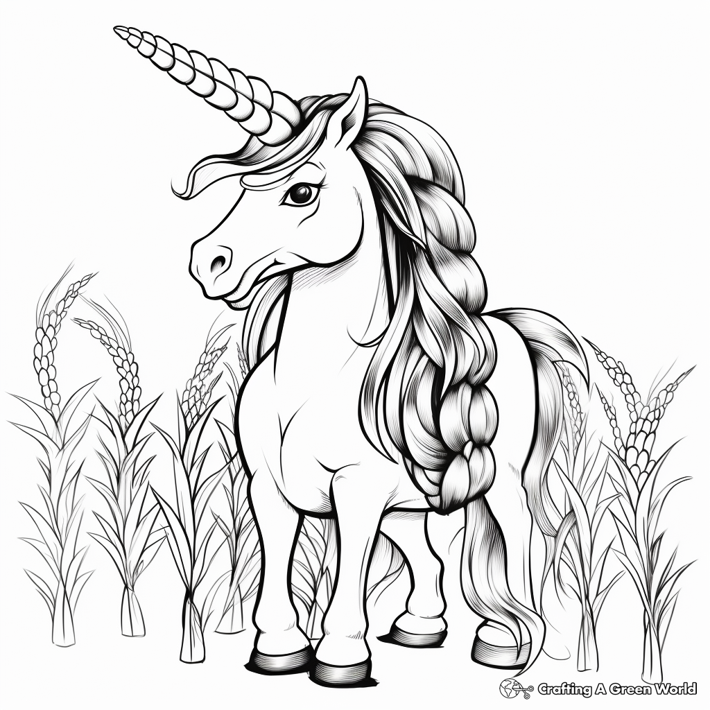 Fairytale Rainbow Unicorn Corn Coloring Pages 2