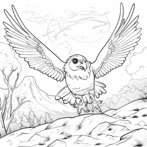 Falcon Vs Prey: Exciting Hunting Scene Coloring Pages 2