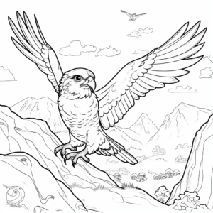 Falcon Vs Prey: Exciting Hunting Scene Coloring Pages 3