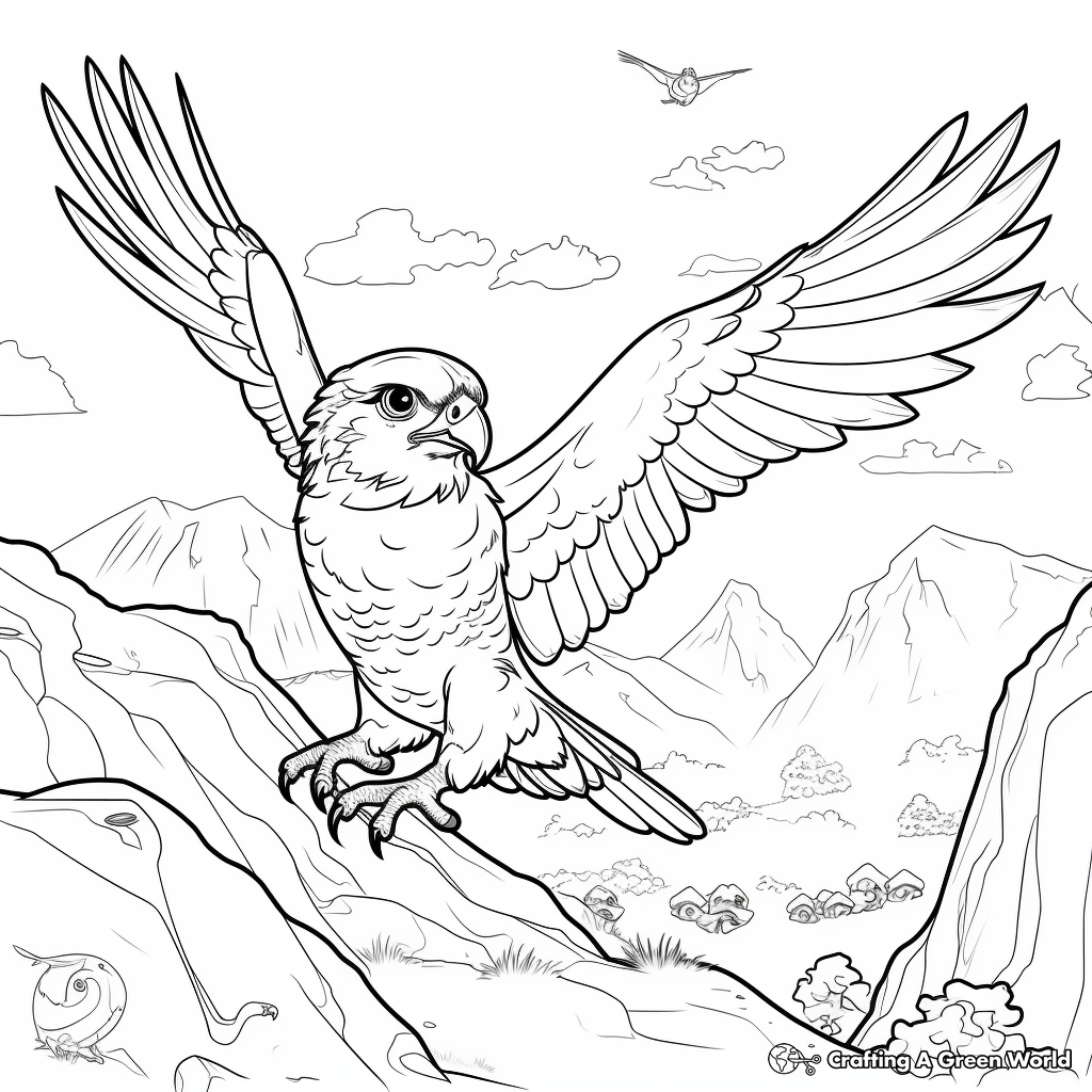 Falcon Vs Prey: Exciting Hunting Scene Coloring Pages 3