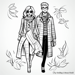 Fall Fashion Themed Coloring Pages 1