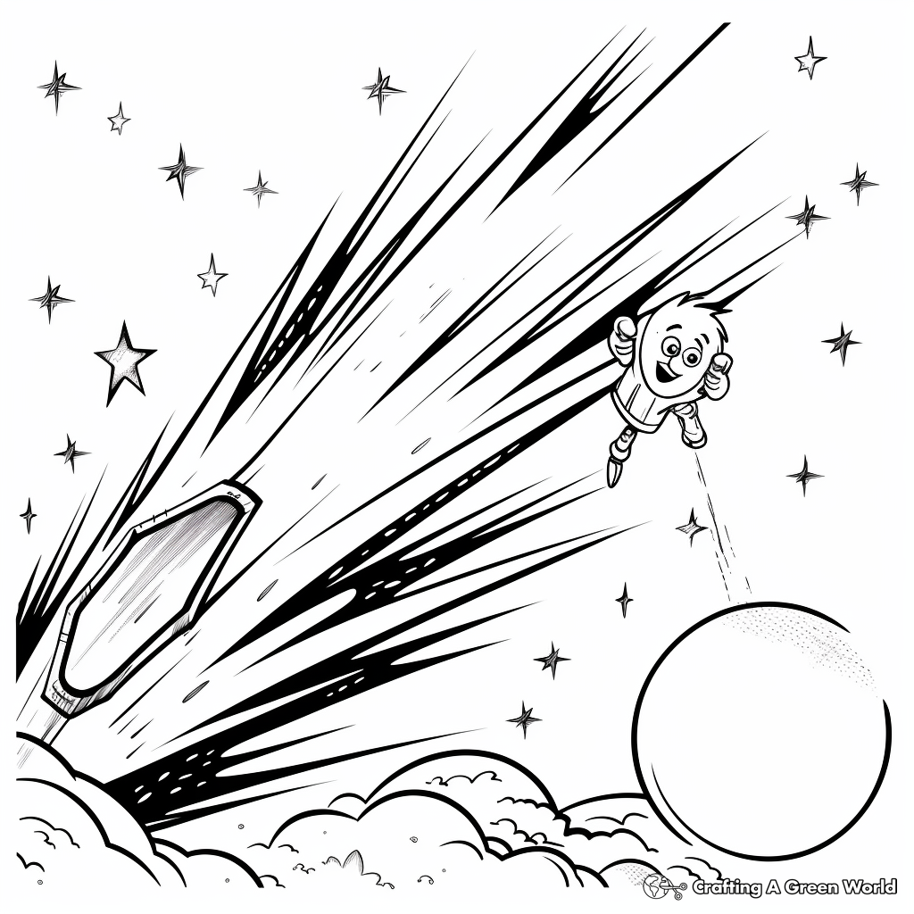 Falling Star in Outer Space Coloring Sheet 4