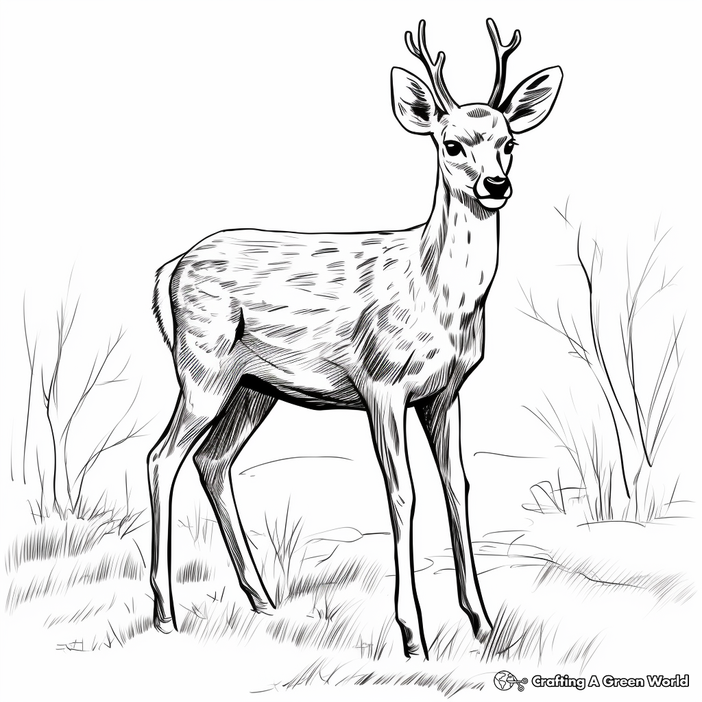 Fallow Deer Buck: Seasons Coloring Pages 3