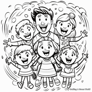 Family April Fools Day Celebration Coloring Pages 1