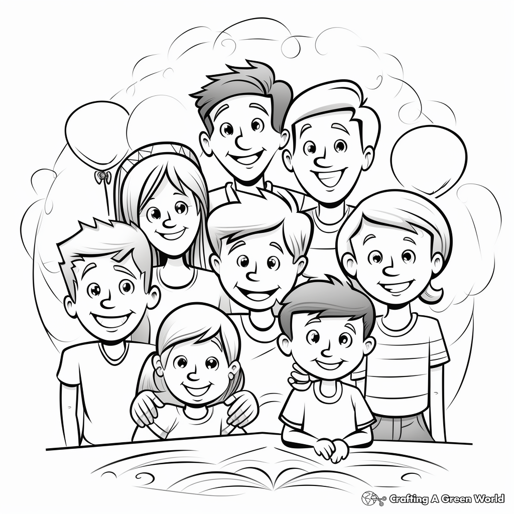 Family April Fools Day Celebration Coloring Pages 2