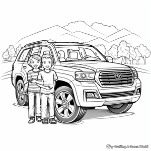 Family Car Coloring Pages, Sedan and SUV 1