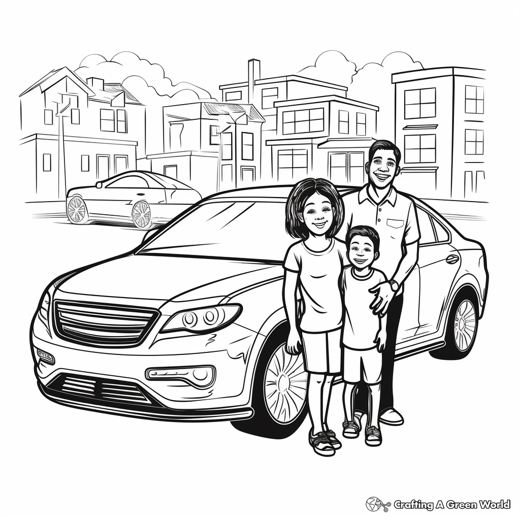 Family Car Coloring Pages, Sedan and SUV 2