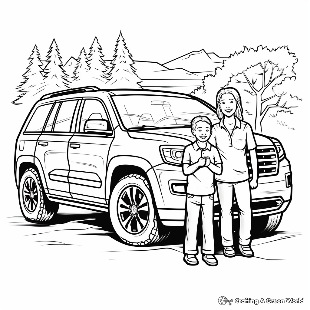 Family Car Coloring Pages, Sedan and SUV 3