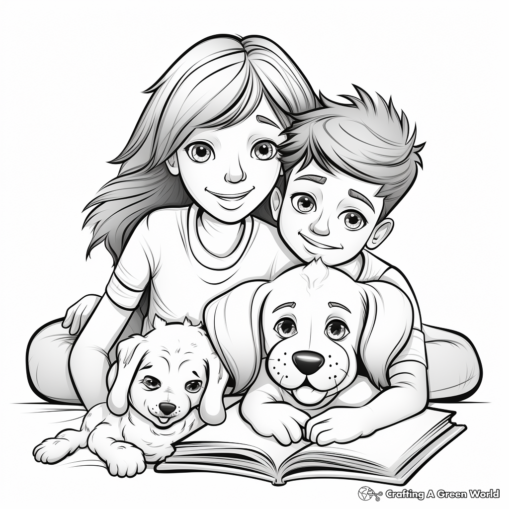 Family Love Coloring Pages: Parents, Children, and Pets 3