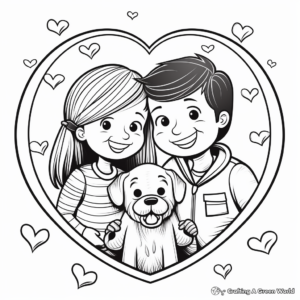 Family Love Coloring Pages: Parents, Children, and Pets 4