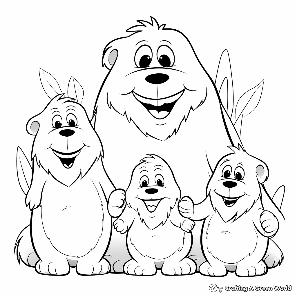 Family of Beavers Coloring Sheets 2