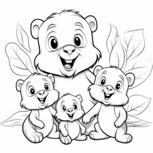 Family of Beavers Coloring Sheets 3
