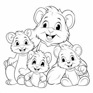 Family of Beavers Coloring Sheets 4