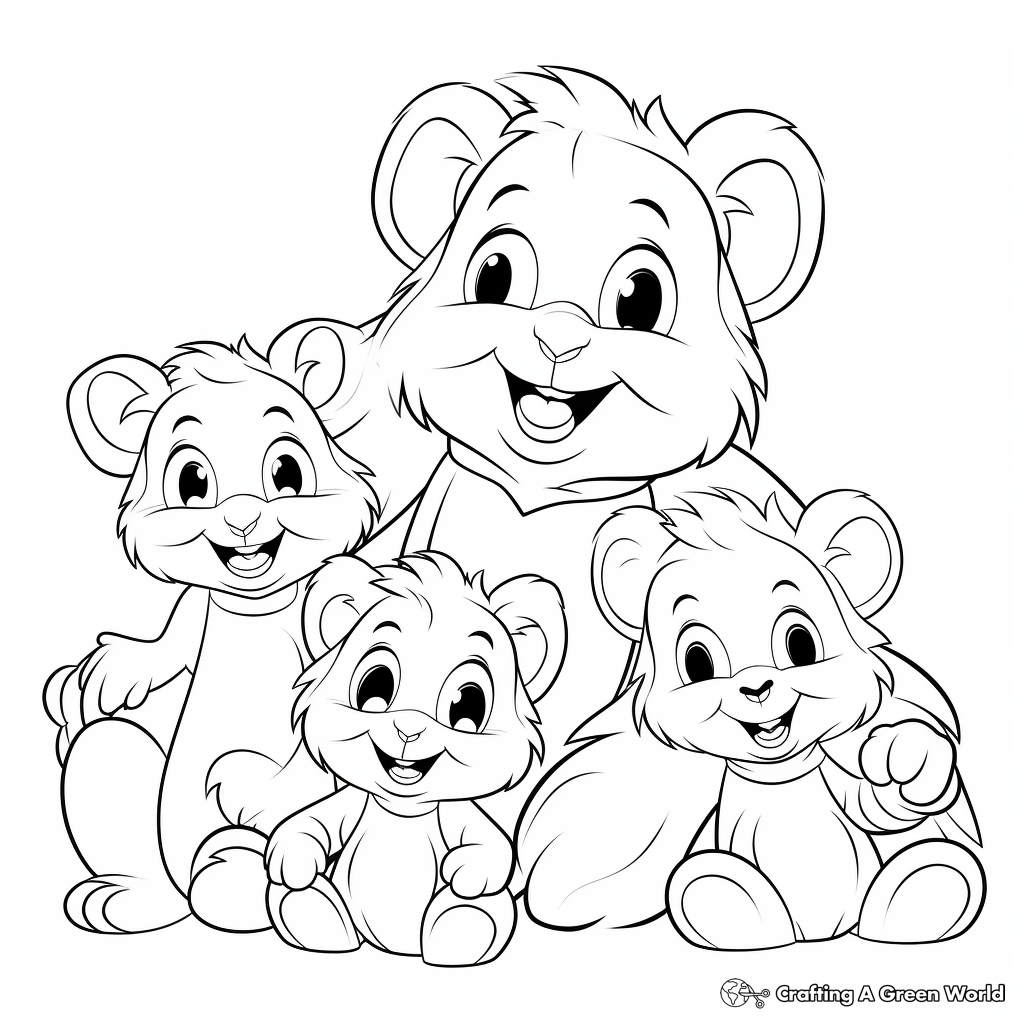 Family of Beavers Coloring Sheets 4