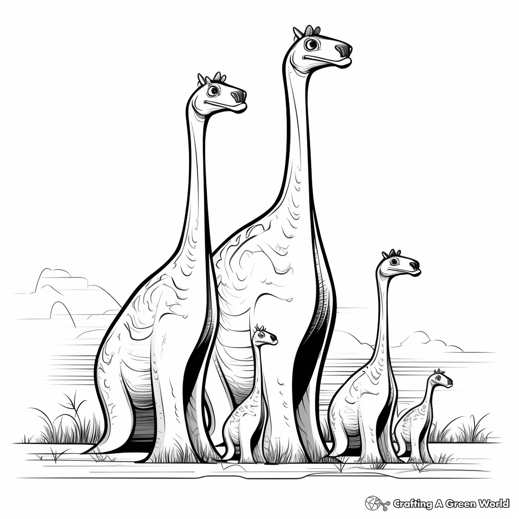 Family of Brachiosaurus Coloring Pages 2