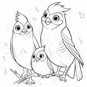 Family of Cockatiels Coloring Pages 2