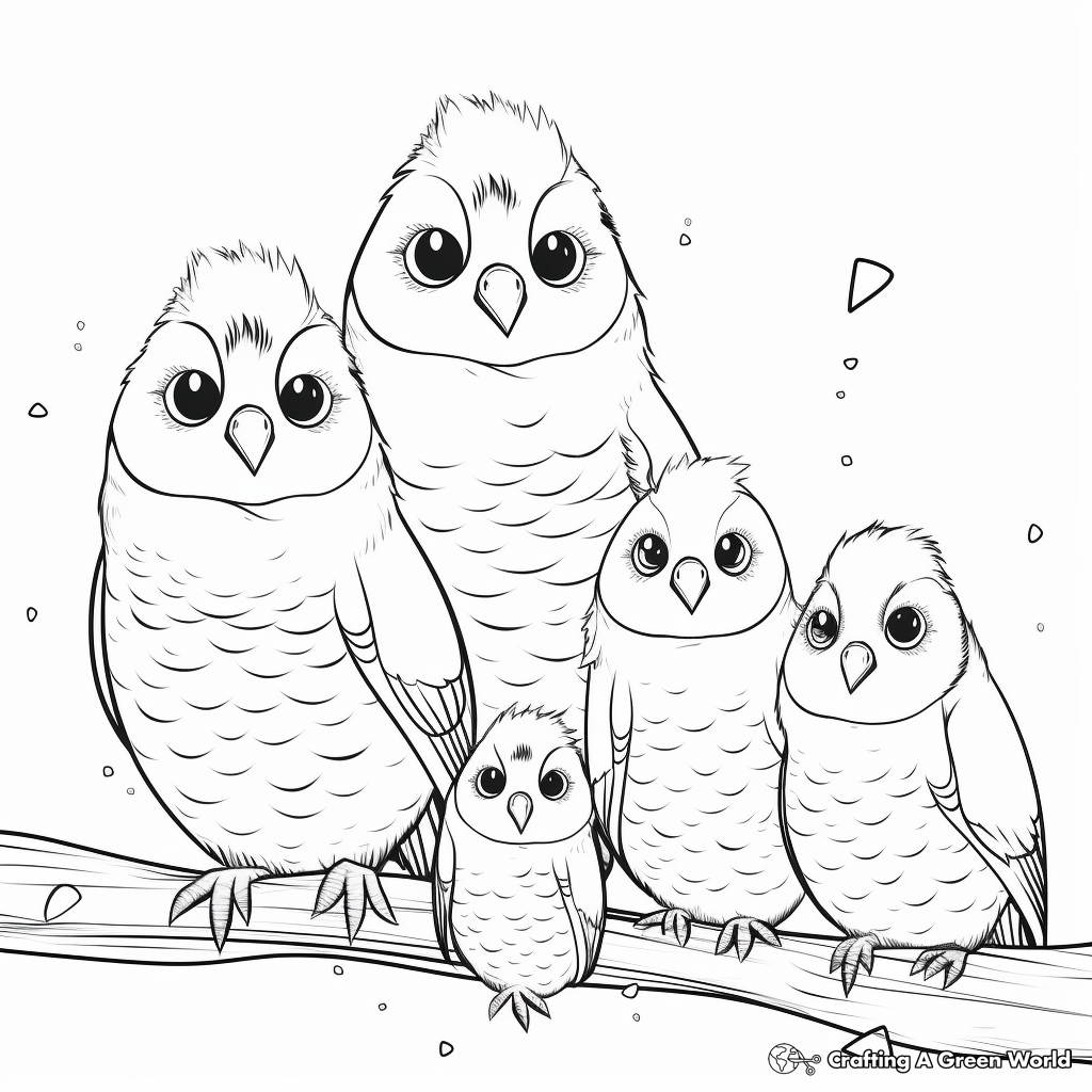 Family of Cockatiels Coloring Pages 4